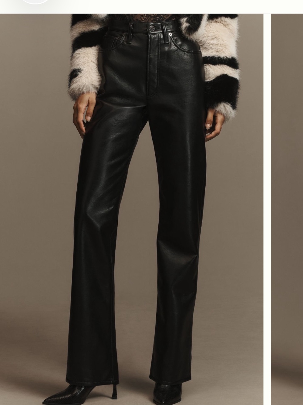 AGOLDE recycled leather black pinch waist 90’s pants size 27.